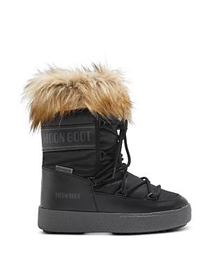 Moon Boot Ltrack Monaco Faux Fur-trimmed Shell And Faux Leather Snow Boots In Black