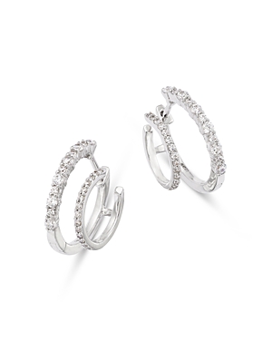 Bloomingdale's Diamond Double Row Hoop Earrings In 14k White Gold, 0.50 Ct. T.w.
