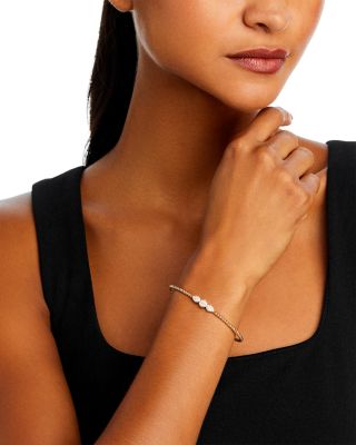 Diamond Triple Cluster Bead Bangle Bracelet in 14K Yellow Gold, 0.40 tcw