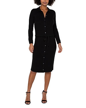 Liverpool Los Angeles Button Front Long Sleeve Knit Dress