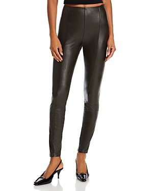 Lyssé Textured Faux Leather Leggings In Deep Olive