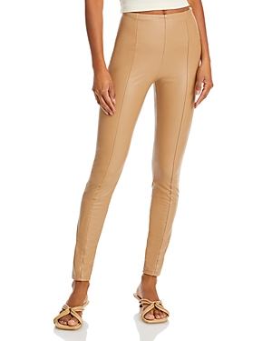 Lyssé Textured Faux Leather Leggings In Warm Biscuit