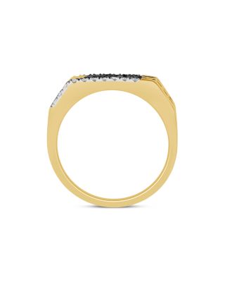Men's Black & White Diamond Multirow Ring in 14K Yellow Gold, 1.0 tcw
