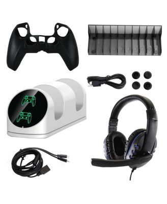 PS5 Digital Console with Extra Red Dualsense Controller and Accessories Kit