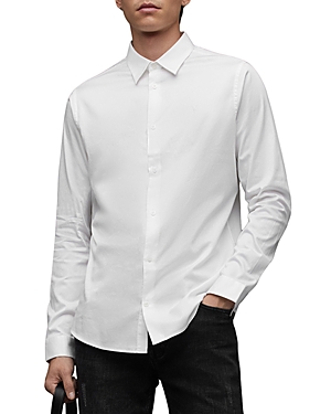Allsaints Simmons Cotton Button-up Shirt In Optic White
