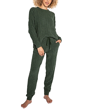 Pj Salvage Joy Spirits Chenille Cable Knit Pajama Set In Pinewood
