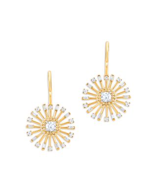 HARAKH - Diamond Sunlight Rays Drop Earrings in 18K Yellow Gold, 0.95 tcw
