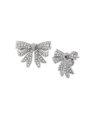 KURT GEIGER LONDON - Pav&eacute; Eagle Head Bow Stud Earrings in Rhodium Plated