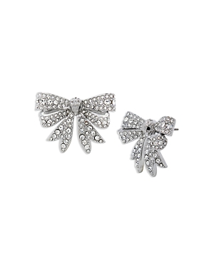 Pave Eagle Head Bow Stud Earrings in Rhodium Plated