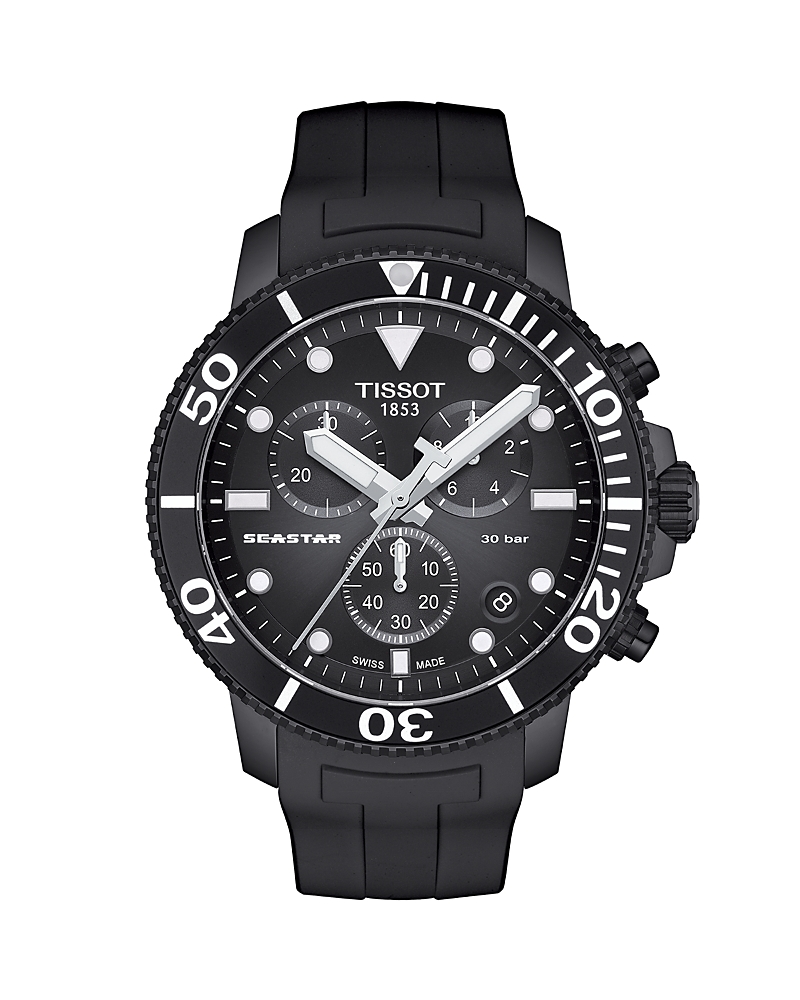 Tissot T-sport Seastar 1000 Rubber Strap Chronograph Watch, 45mm In Black