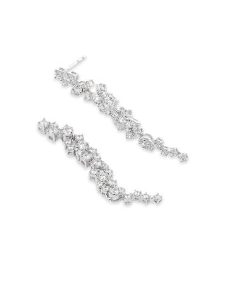 Diamond Scatter Drop Earrings in 14K White Gold, 0.95 tcw