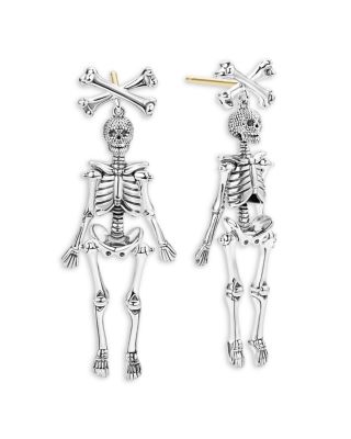 14K Yellow Gold & Sterling Silver Rare Wonders Skeleton Drop Earrings