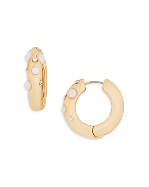 Aqua Imitation Pearl Studded Hoop Earrings in 18K Gold Plated - 100% Exclusive