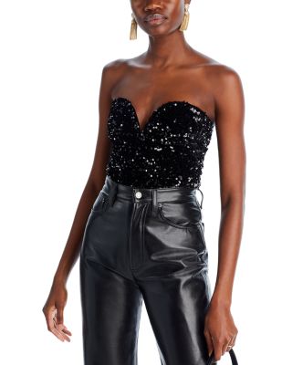 Black sequin bustier top online