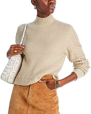 Aqua Mock Neck Cable Sweater - 100% Exclusive In Cuban Sand