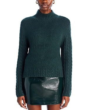 Aqua Mock Neck Cable Sweater - 100% Exclusive