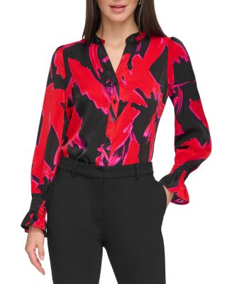 DKNY Maglia Donna Con Scollo A V E Maniche 7/8 In Tessuto Costina - Top Elegante E Versatile
