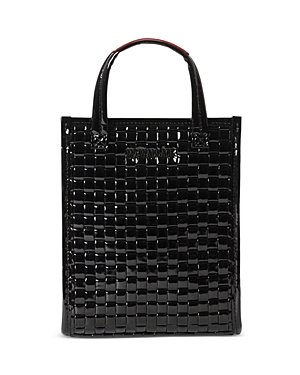 Mz Wallace Micro Woven Patent Box Tote Bag In Black