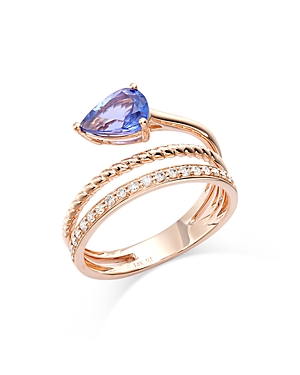 Bloomingdale's Tanzanite & Diamond Wrap Ring In 14k Rose Gold In Blue/rose Gold