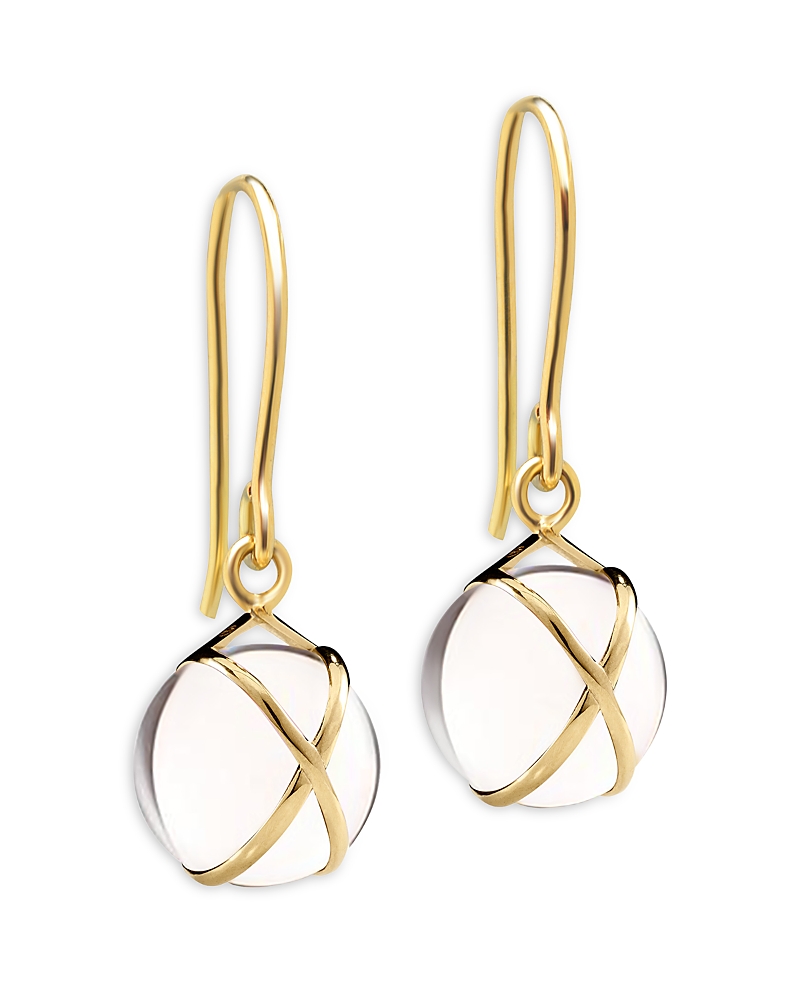 L. Klein 18K Yellow Gold Prisma Crystal Quartz Crossover Drop Earrings