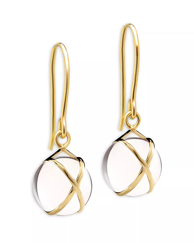 L. Klein 18K Yellow Gold Prisma Crystal Quartz Crossover Drop Earrings