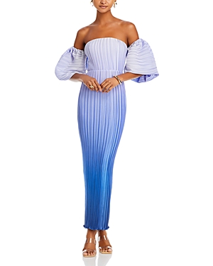 L'idée Sirene Pleated Gown In Ocean