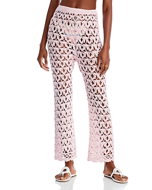 Capittana April Crochet Cover Up Pants In Pink
