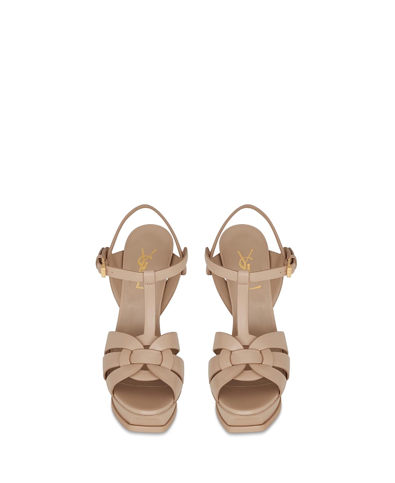 Saint Laurent Women's Tribute Platform Sandals in Crepe De Chine