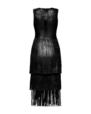 Foiled Bandage Fringe Midi Dress
