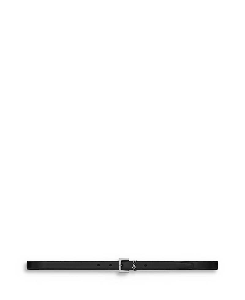 Saint Laurent Cassandre Thin Belt with Square Buckle in Smooth Leather