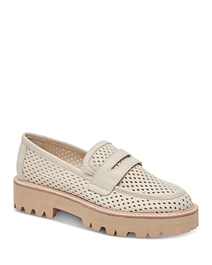 Shop Dolce Vita Women's Malila Slip On Penny Loafer Flats In Ivory Nubuck