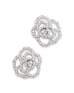Bloomingdale's Diamond Rose Flower Openwork Stud Earrings in 14K White Gold, 0.30 ct. t.w.