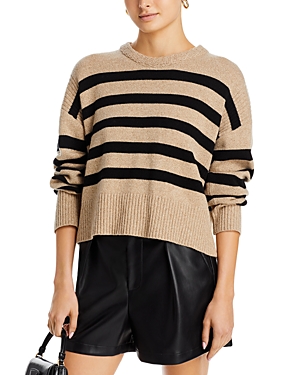 Shop Derek Lam 10 Crosby Farah Stripe Crewneck Sweater In Caml/black