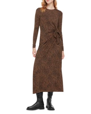 Whistles - Coffee Bean Printed Tie Maxi Dress