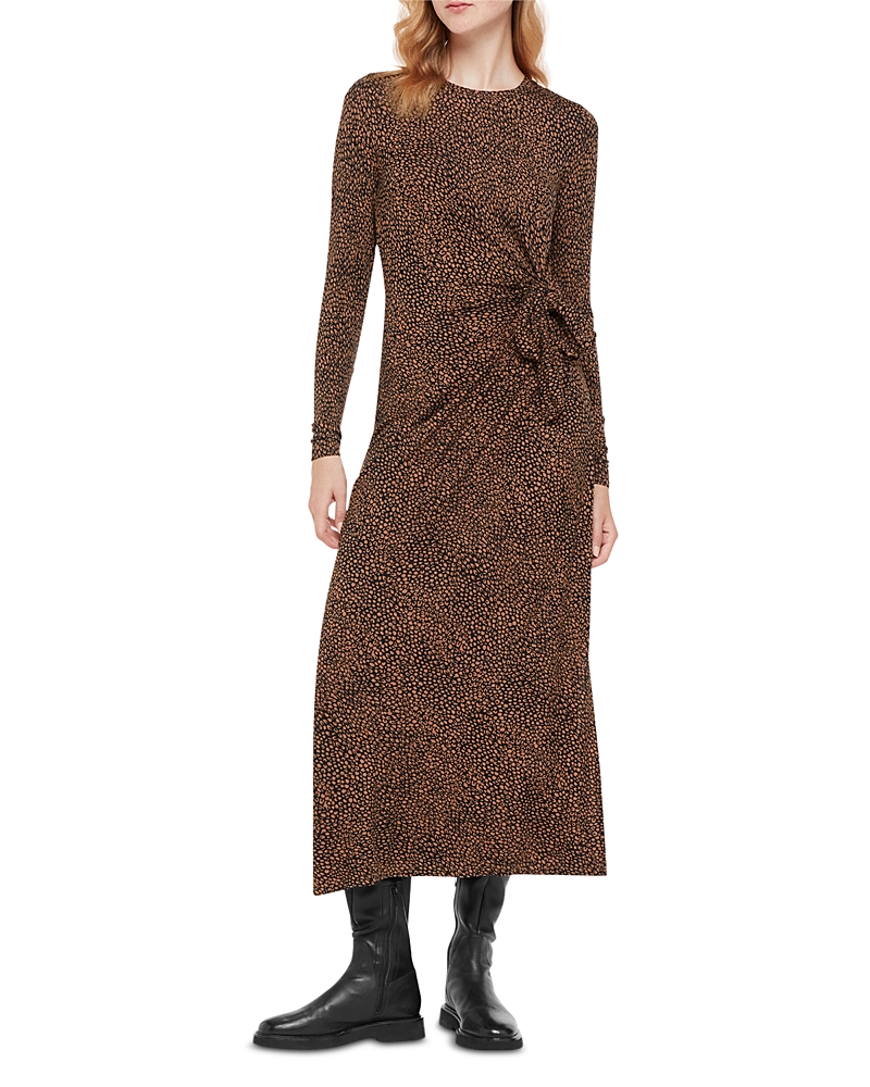 Whistles Coffee Bean Printed Tie Maxi Dress