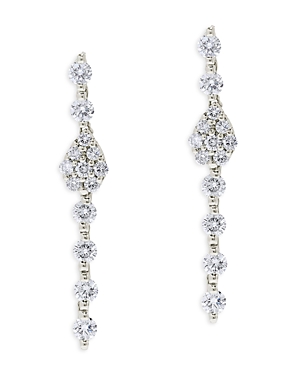 Bloomingdale's Round & Pave Diamond Drop Earrings In 14k White Gold, 1.10 Ct. T.w.