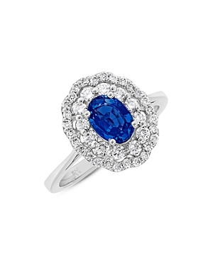 Bloomingdale's Sapphire & Diamond Halo Oval Ring in 14K White Gold