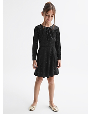 Shop Reiss Girls' Gweneth Jr Sparkly Velour Dress - Little Kid In Black