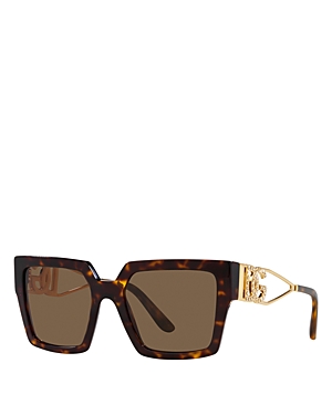 Shop Dolce & Gabbana Dg4446b Square Sunglasses, 53mm In Havana/brown Solid