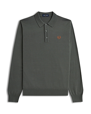 Fred Perry Classic Merino Wool & Cotton Knit Regular Fit Long Sleeve Polo Shirt