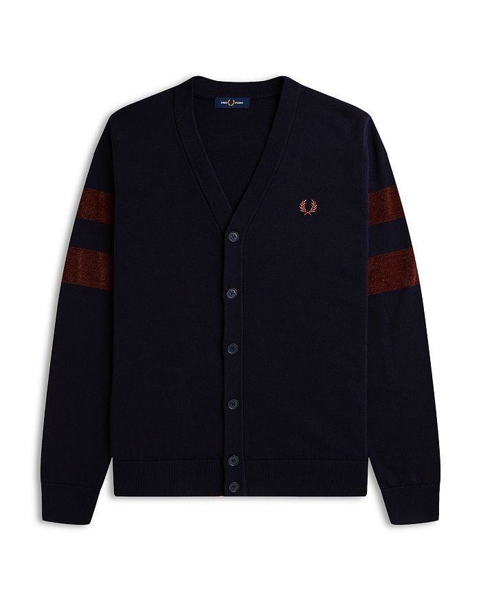 Fred Perry Merino Wool & Cotton Textured Tipping Regular Fit V Neck ...