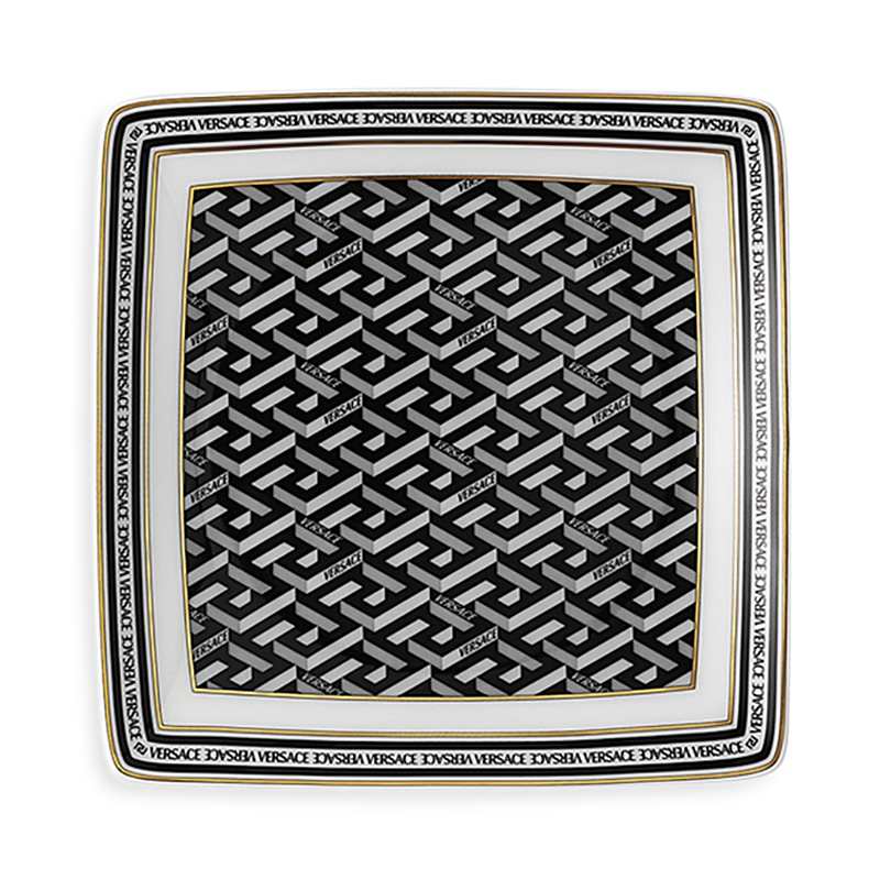 Versace La Greca Signature Canape Dish In Black