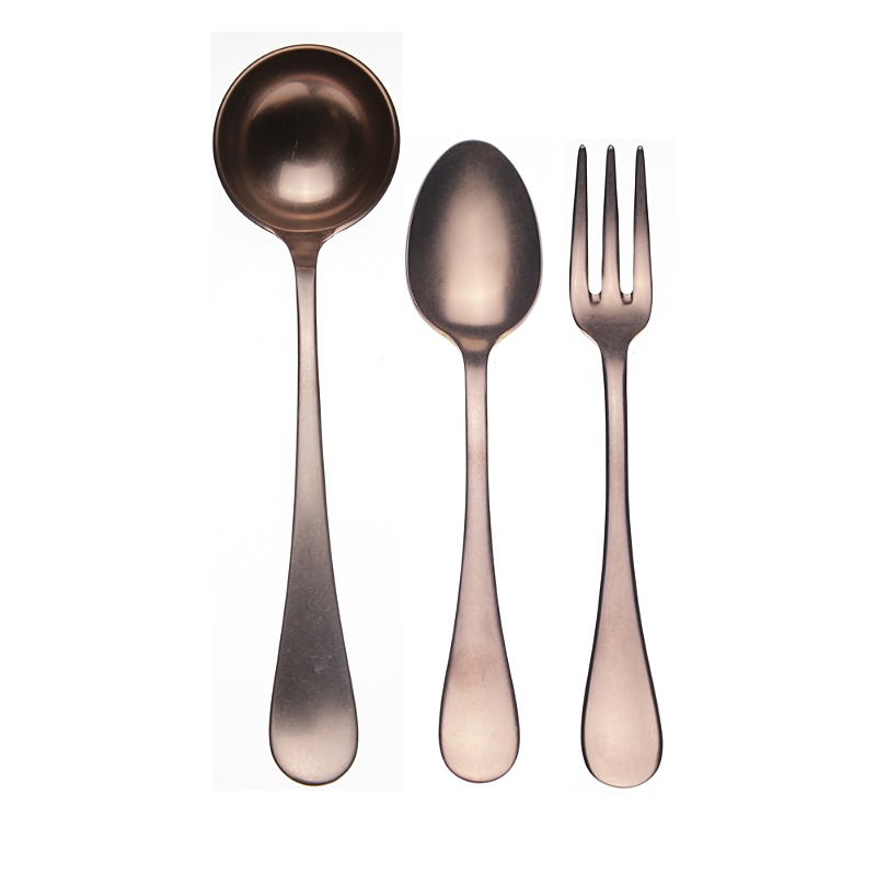 Mepra Vintage 3-piece Fork, Spoon, & Ladle Serving Set In Copper