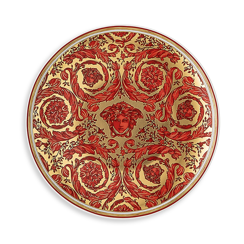 Versace Medusa Garland Red Bread & Butter Plate In Red/gold