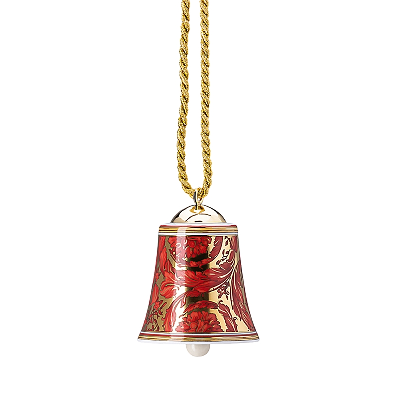 Versace Medusa Garland Bell Ornament In Red/gold
