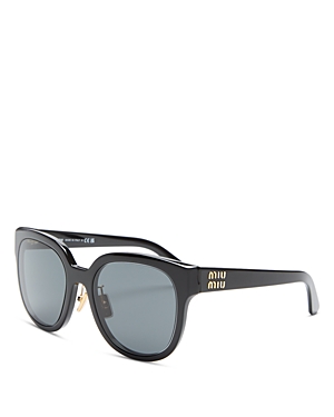 Photos - Sunglasses MIU MIU Square , 55mm Black/Blue Solid MU 01ZS55-X 