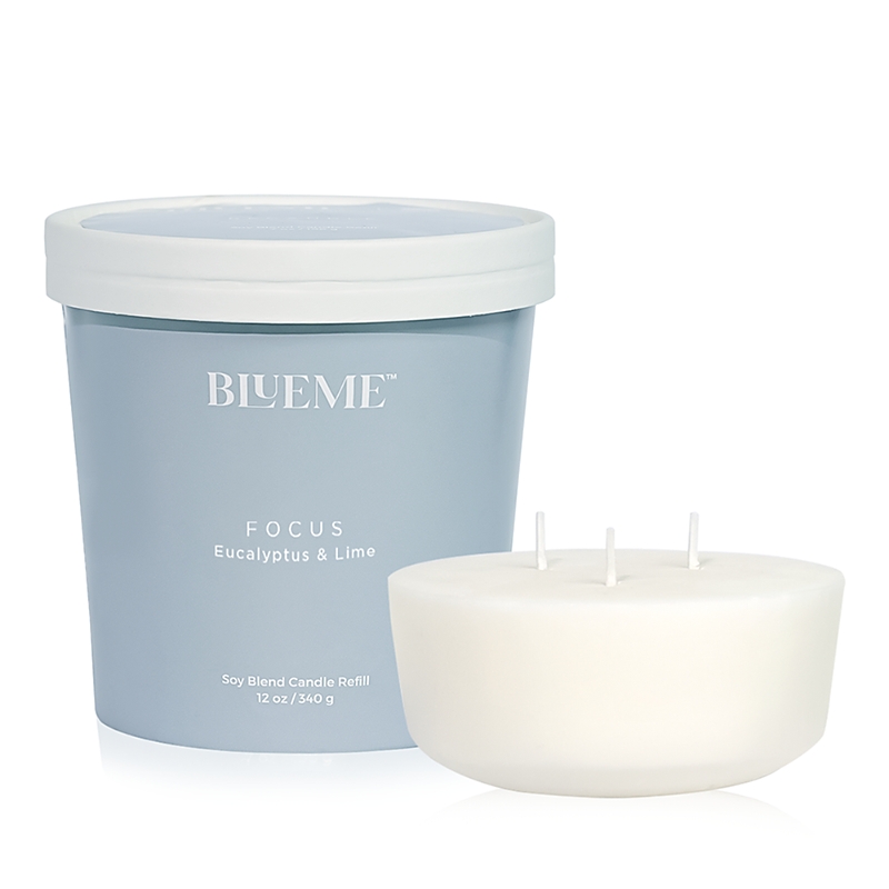 Blueme Focus Eucalyptus & Lime Medium Recandle, 12 oz.