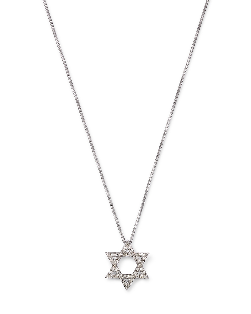 Bloomingdale's Fine Collection Diamond Star of David Pendant Necklace in 14K White Gold, 0.14 tcw