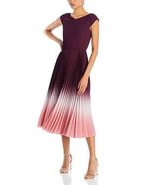 Jason Wu Collection Ombre Pleated Crepe Dress In Fig/rosewater