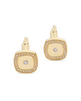 Men&#39;s Diamond Halo Cufflinks in 14K Yellow Gold, 0.30 tcw